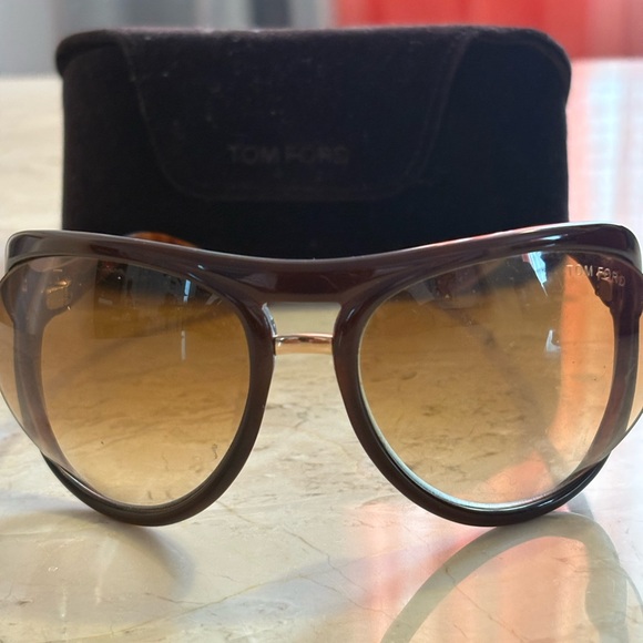 Tom Ford Brown and Gold Sunglasses - Picture 1 of 3